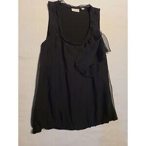 New York and Company Womens Tank Top Small Black Mixed Fabric  sheer layers